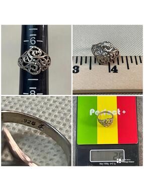 Sterling Silver Diamond Cut Textured Curvy Swirled .925 Size 7 Ring